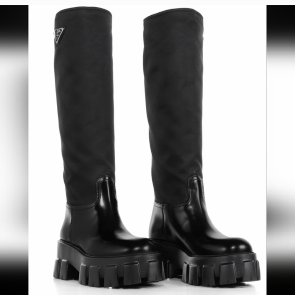 Prada Women's Black Over the Knee Boots Calf Size Inch - Picture 2 of 5